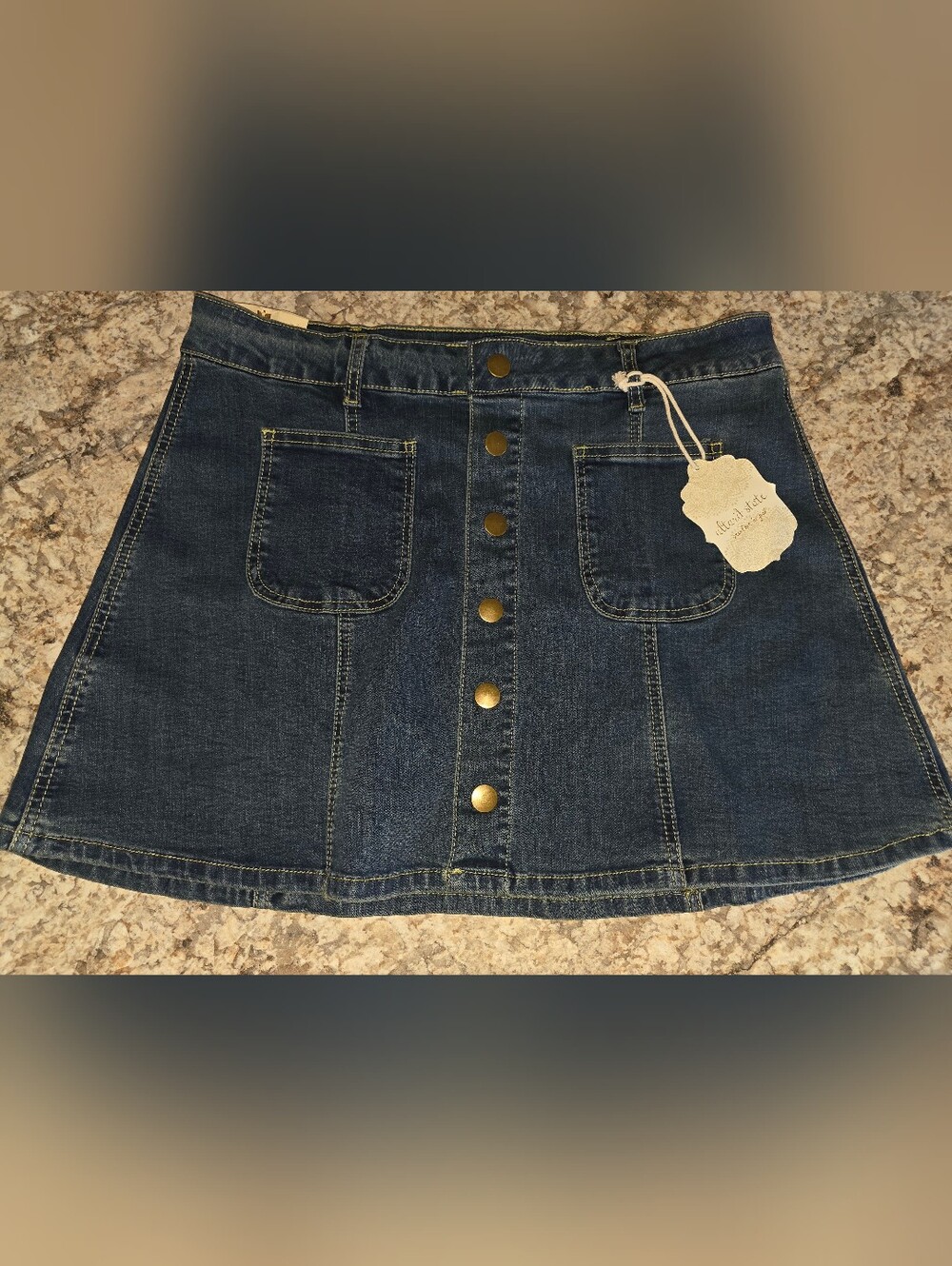 Altar'd State A-line button-front denim mini skirt NWT Large